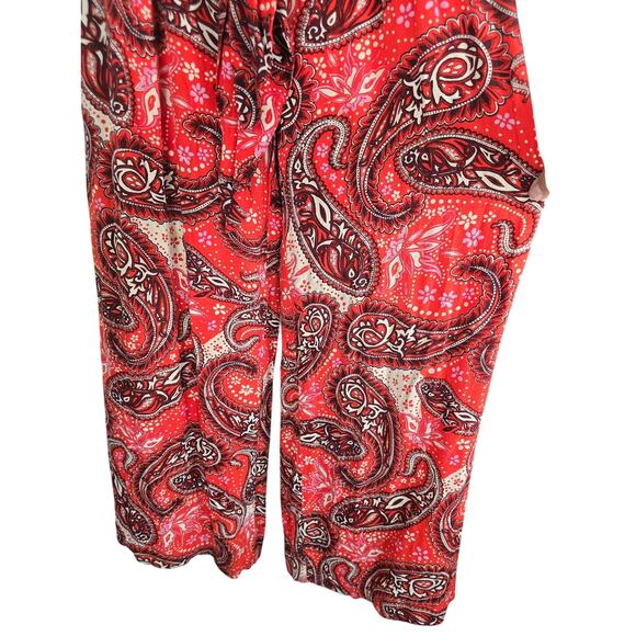 Free People Women's Bohemian Floral Pasley Print Wide Leg Dress Pants S - Picture 3 of 6